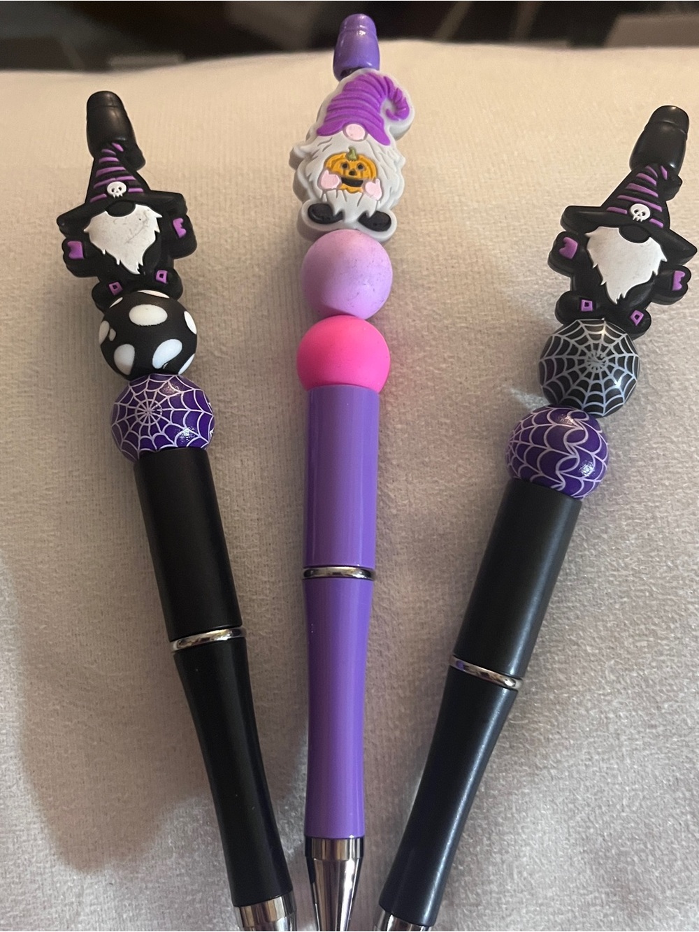 3pc Purple Halloween Gnome Beaded Pens perfect for gift giving Great gifts 59